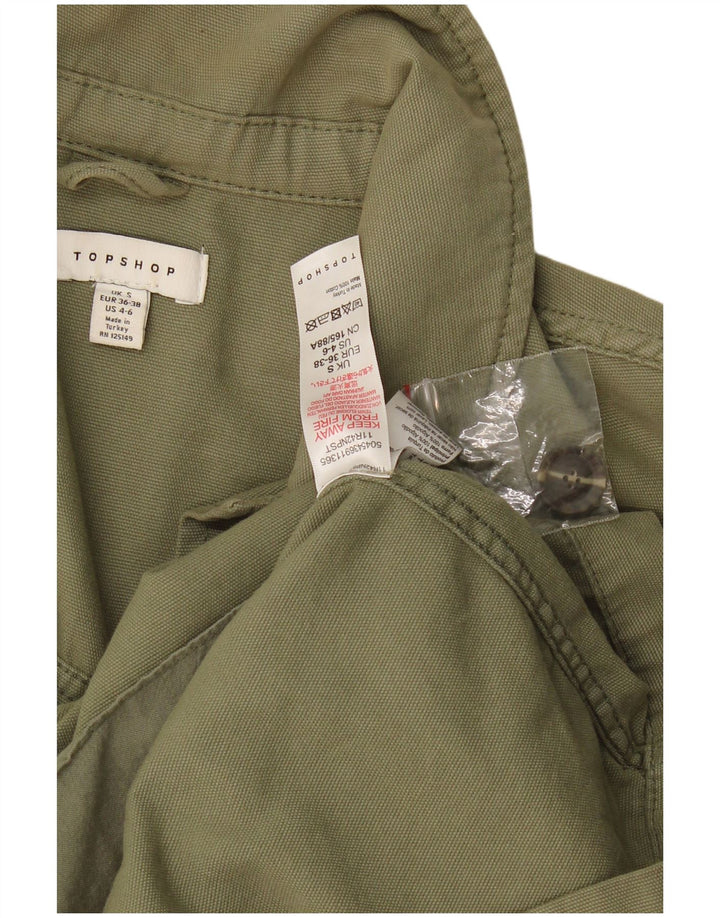 Topshop Kvinder Oversized Utility Jacket UK 10 Small Khaki Cotton