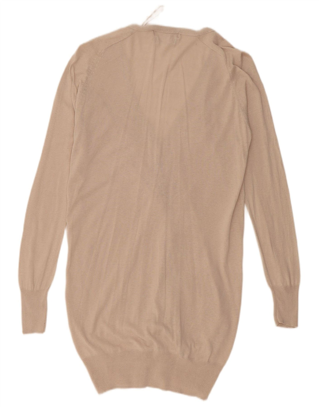 Zara Dame Longline Cardigan Sweater UK 14 Medium Beige Silke