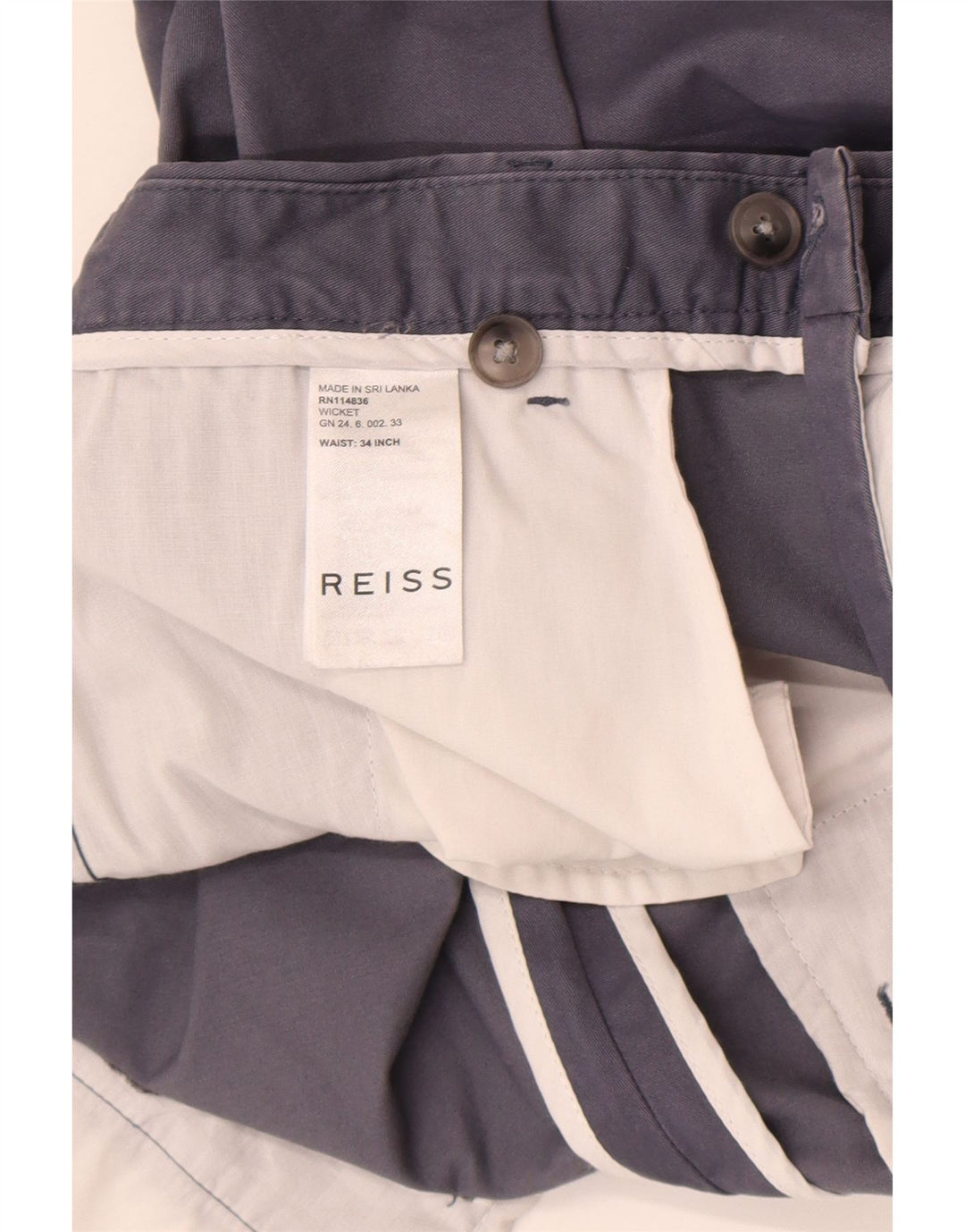Reiss Chino Shorts til mænd W34 Large Navy Blue Bomuld