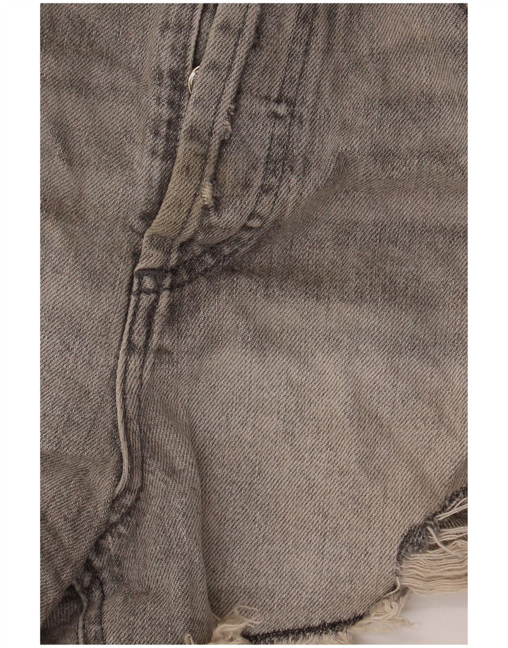 Zara Dame Denim Distressed Hot Pants EU 40 Medium W30 Grå Bomuld