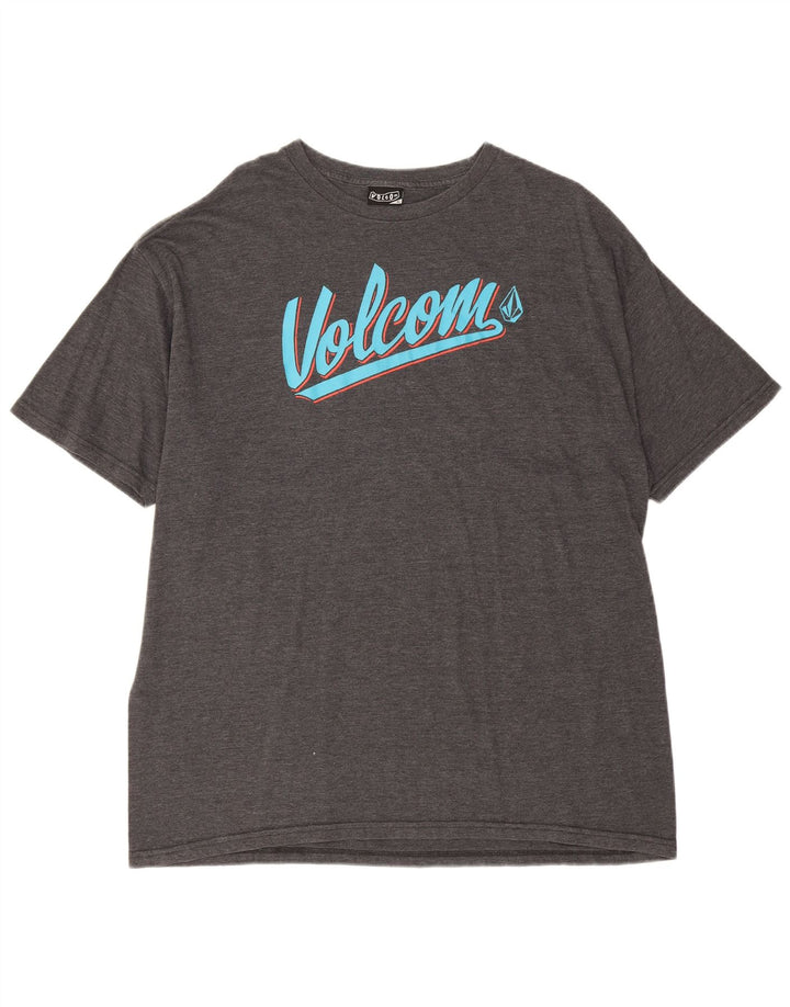 Volcom Herre Grafisk T-Shirt Top XL Grå Flecked Bomuld
