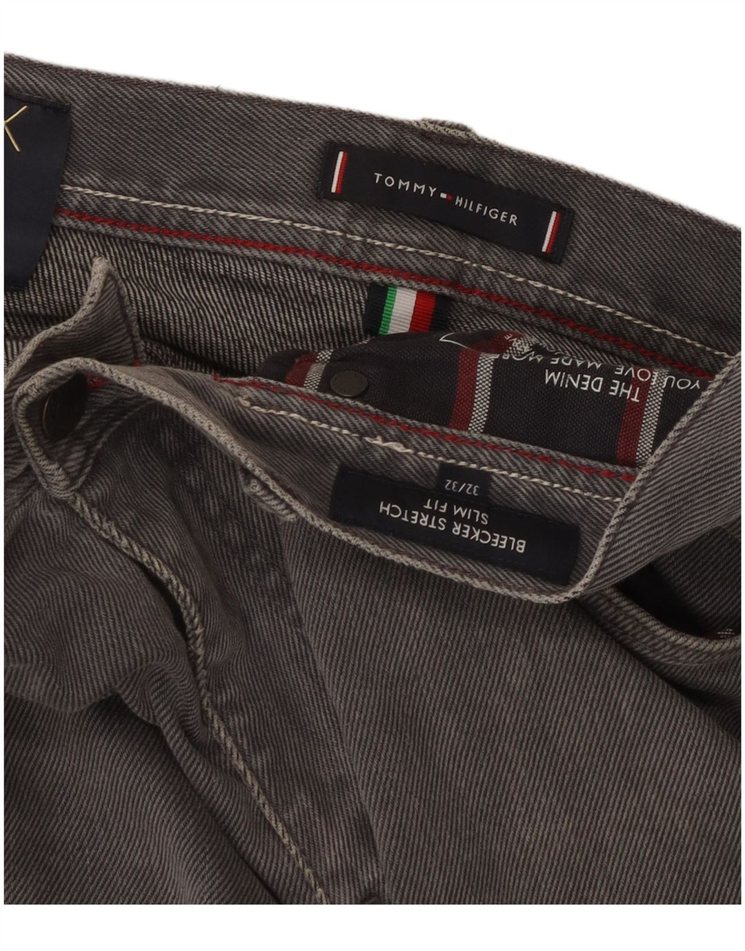 Tommy Hilfiger Herre Bleecker Slim Jeans W32 L32 Grå Bomuld