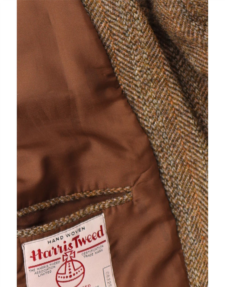 Harris Tweed Herre 2 Button Blazer Jacket UK 44 2XL Brun Sildebensuld