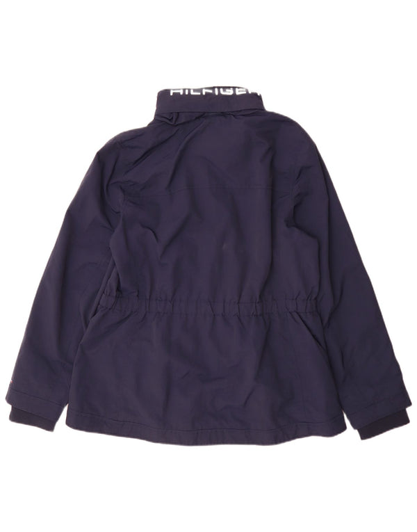 Tommy Hilfiger Regnjakke til kvinder UK 14 Large Navy Blue Colourblock Nylon