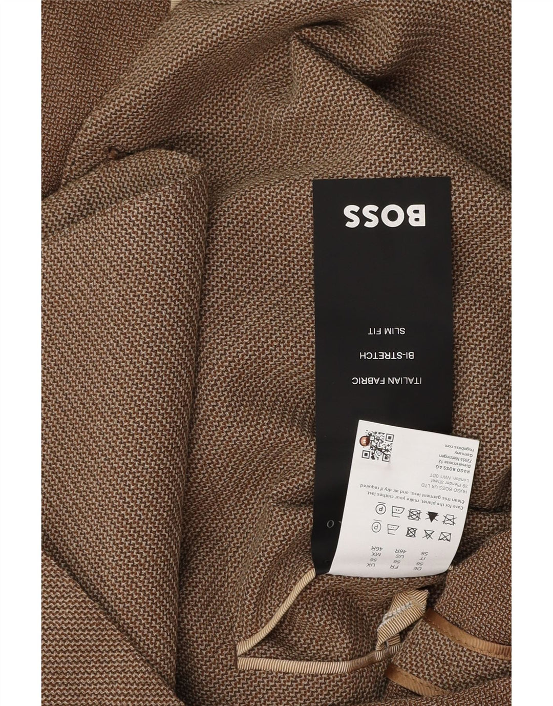 Hugo Boss Herre Slim Fit 2-knaps blazerjakke EU 56 3XL Brun Virgin Wool