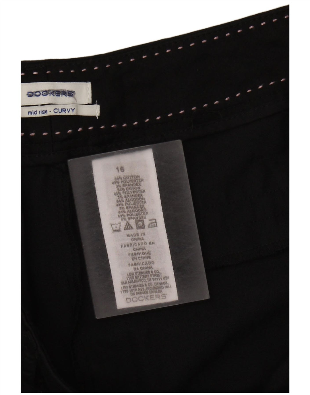 DOCKERS Dame Curvy Mid Rise Capri Bukser US 16 2XL W36 L21 Sort