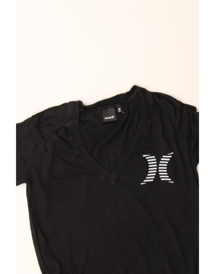 HURLEY Womens Graphic T-Shirt Top UK 12 Medium Black Cotton Vintage Hurley and Second-Hand Hurley from Messina Hembry 