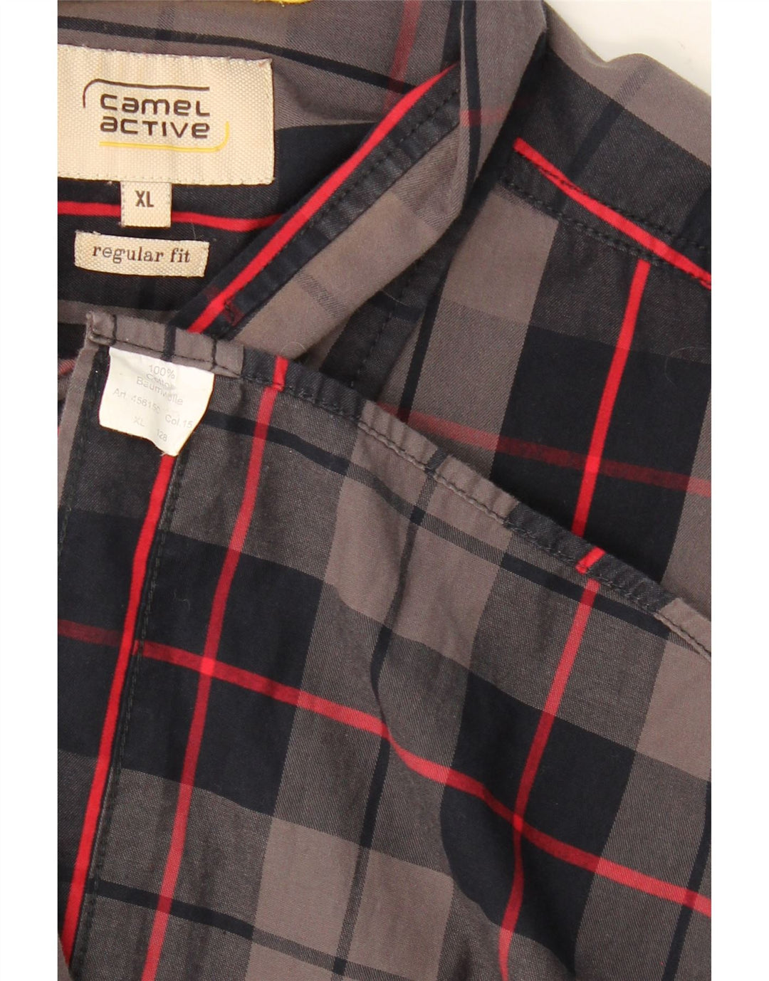 CAMEL ACTIVE Mens Regular Fit Shirt XL Grey Check Cotton Vintage Camel Active and Second-Hand Camel Active from Messina Hembry 