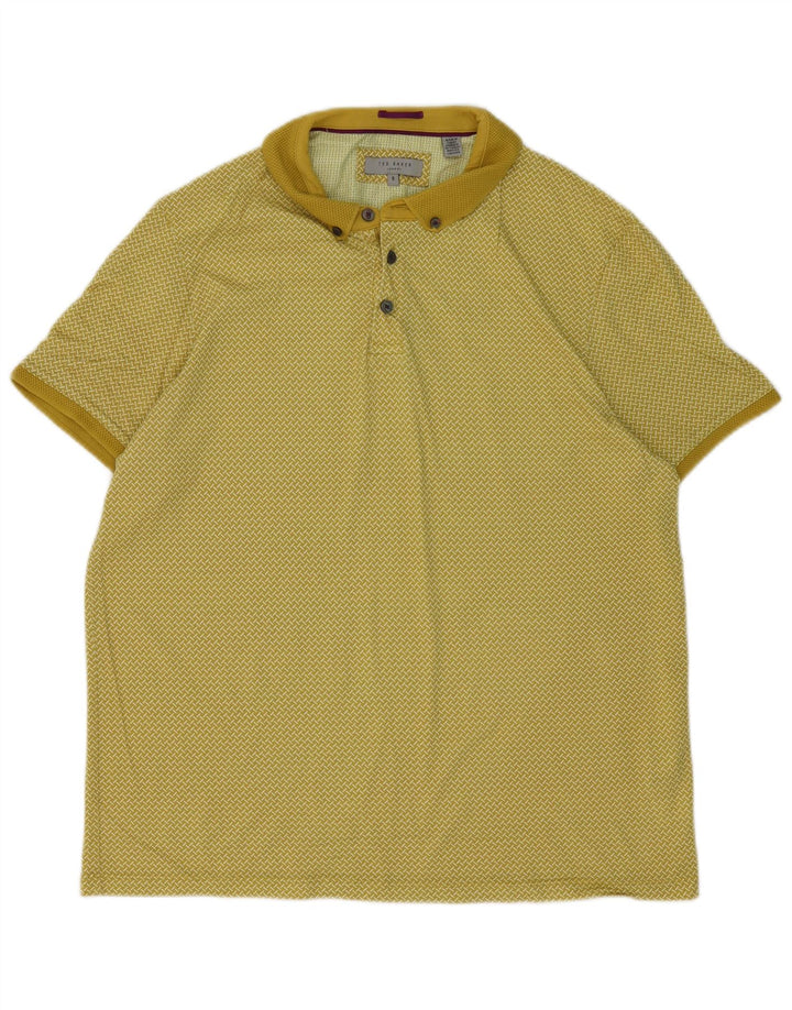 Ted Baker herre poloshirt størrelse 5 XL Gul geometrisk bomuld