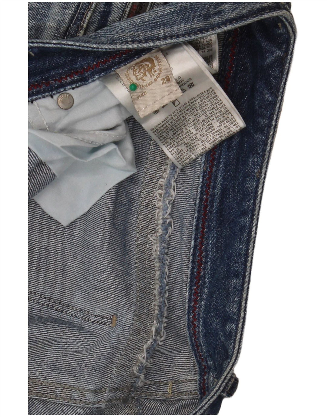 Diesel Dame Distressed Straight Jeans W28 L32 Blå Bomuld
