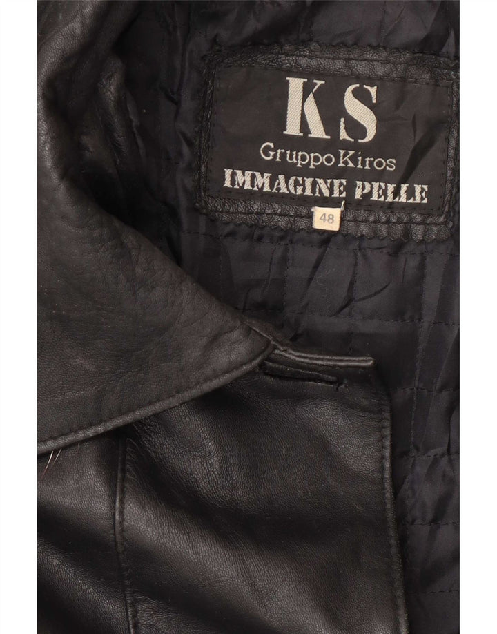 Kiros Dame Hætte Oversized Læderfrakke IT 48 XL Sort