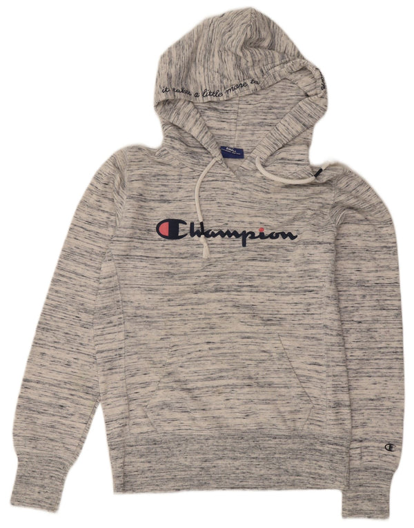 Champion Dame grafisk hættetrøje Jumper UK 10 Small Grey Flecked Bomuld