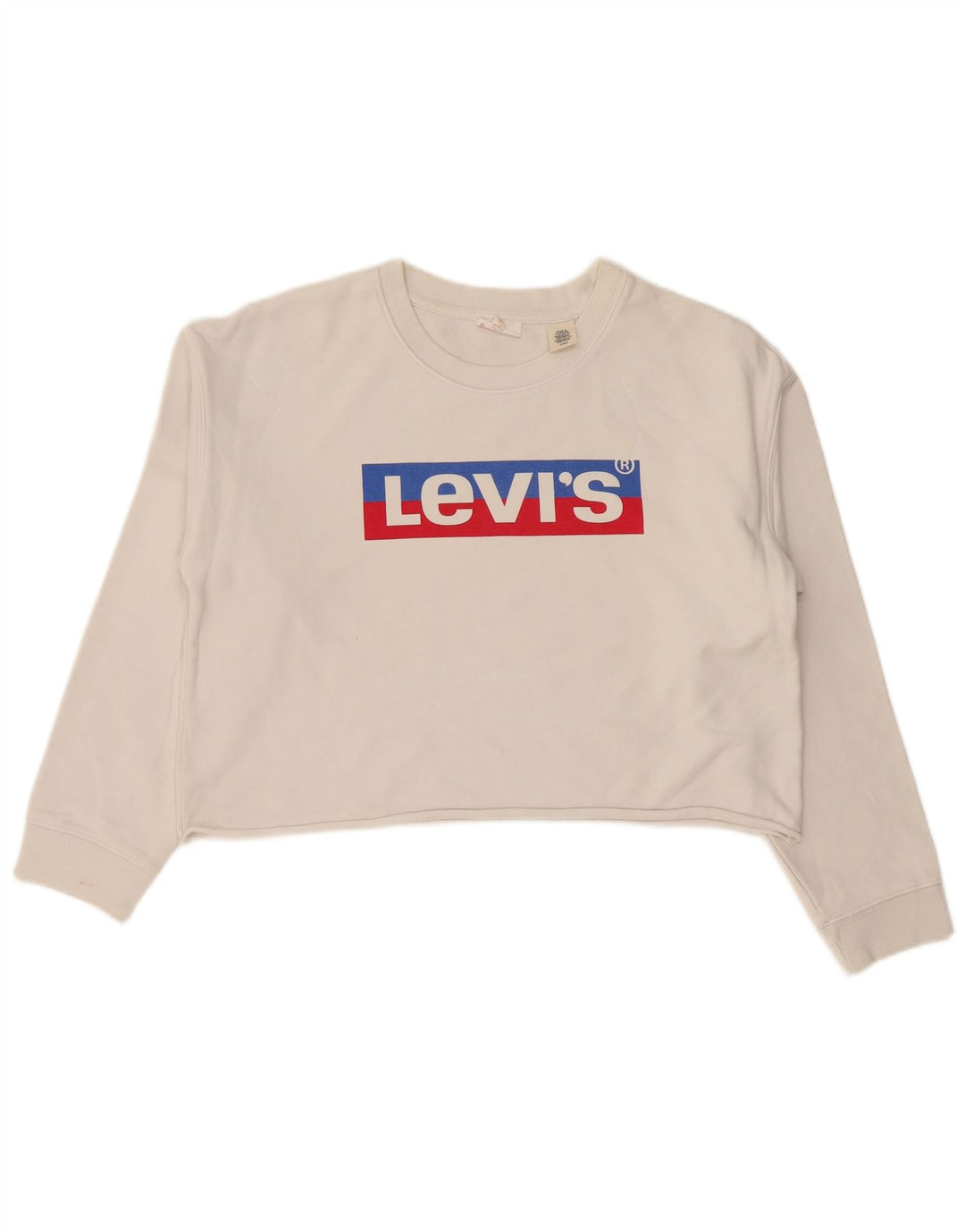 Levi's Dame Oversized Grafisk Crop Sweatshirt Jumper UK 10 Small White