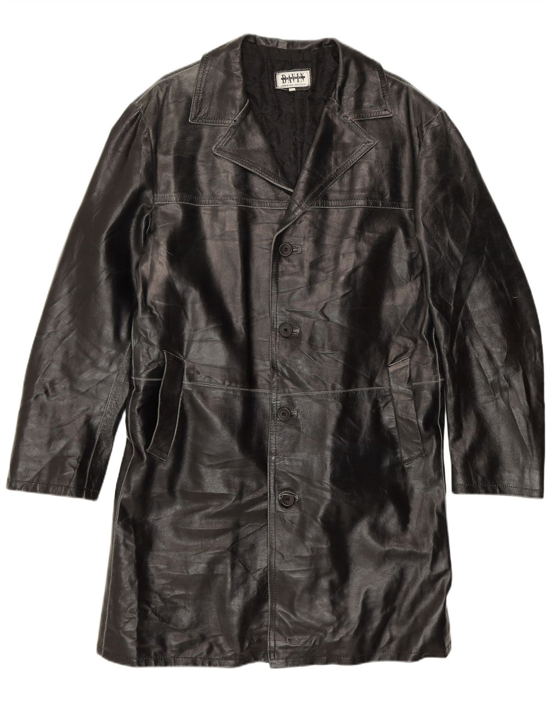 Davin Herre Læderfrakke UK 40 Stor Sort Læder