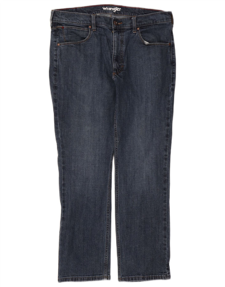 Wrangler Herre Regular Straight Jeans W33 L30 Blå Bomuld