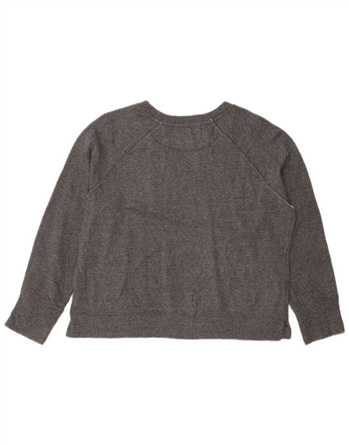 CALVIN KLEIN Dame Crop Graphic Sweatshirt Jumper UK 18 XL Grå Flecked