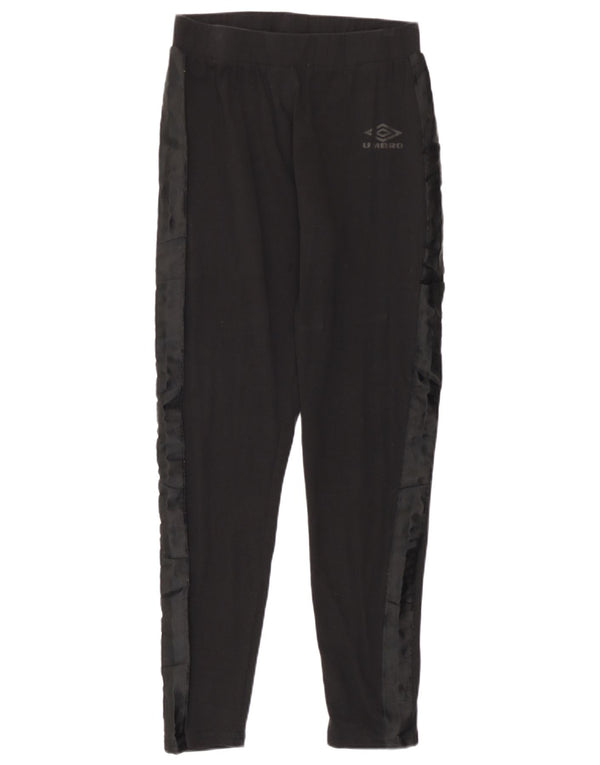 Umbro Womens Leggings UK 14 Large Black Colourblock Bomuld