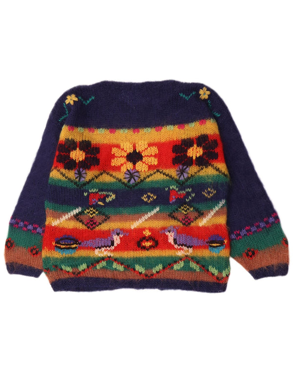 Vintage Dame Boat Neck Jumper Sweater UK 16 Stor Flerfarvet Stribet