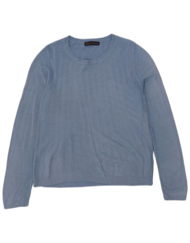 Marks & Spencer Dame Boat Neck Jumper Sweater UK 14 Medium Blue Acryl