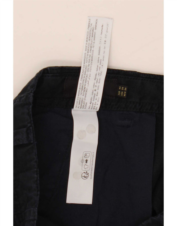 Massimo Dutti Herre Chino Shorts EU 44 Large W34 Navy Blue Bomuld