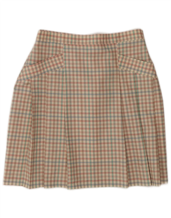 Vintage Dame Mini Nederdel IT 42 Medium W26 Flerfarvet Gingham Wool