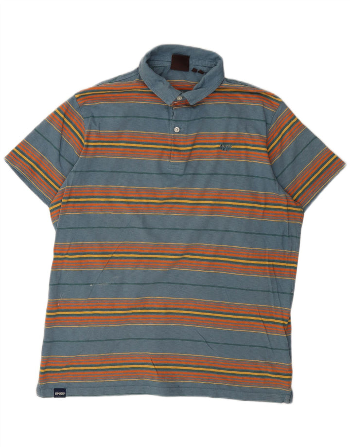 Superdry herre poloshirt 2XL blå stribet bomuld