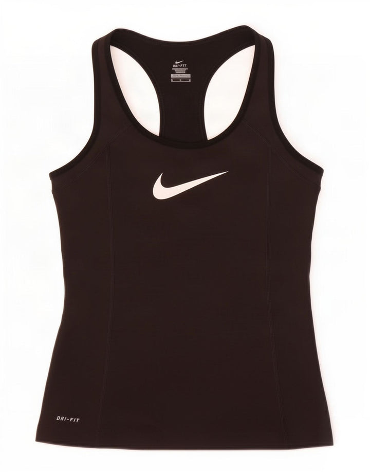 Nike Dame Dri Fit Grafisk Vest Top UK 12 Medium Sort Polyester