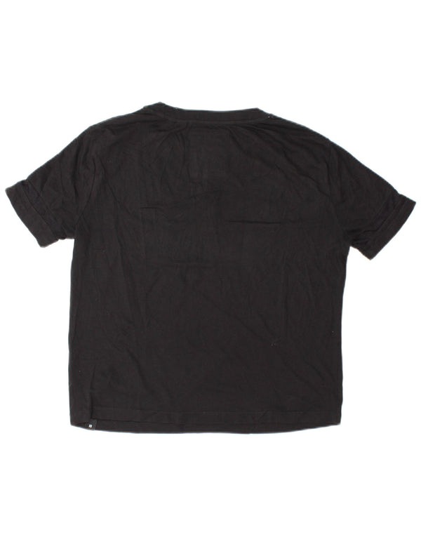 SUPERDRY Dame Loose Fit Crop Grafisk T-Shirt Top UK 10 Lille Sort