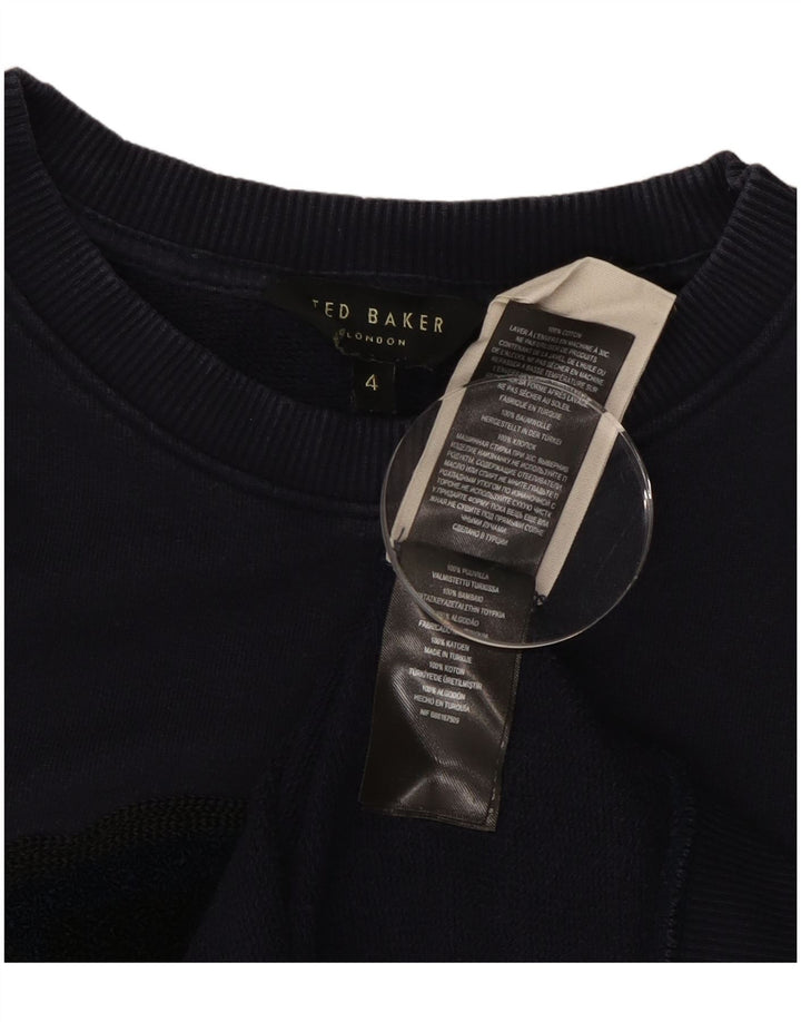 TED BAKER Dame sweatshirt i overstørrelse størrelse 4 Large Navy Blue Floral