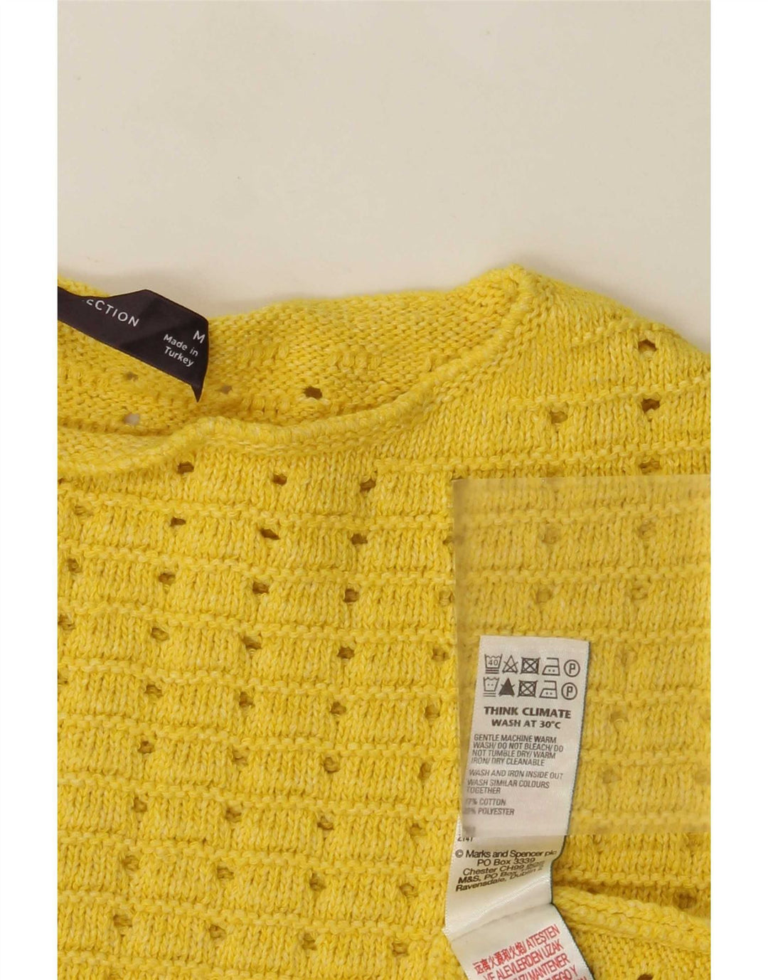 Marks & Spencer Dame Crop Boat Neck Jumper Sweater UK 14 Medium Yellow
