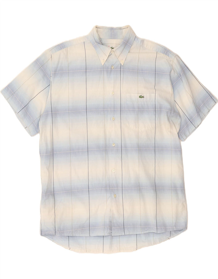 LACOSTE Mens Short Sleeve Shirt Size 41 Medium Blue Check Cotton Vintage Lacoste and Second-Hand Lacoste from Messina Hembry 