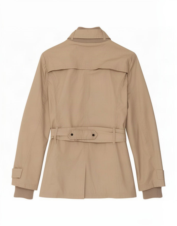 Zara Kvinder Kort Trench Coat UK 14 Medium Beige Bomuld