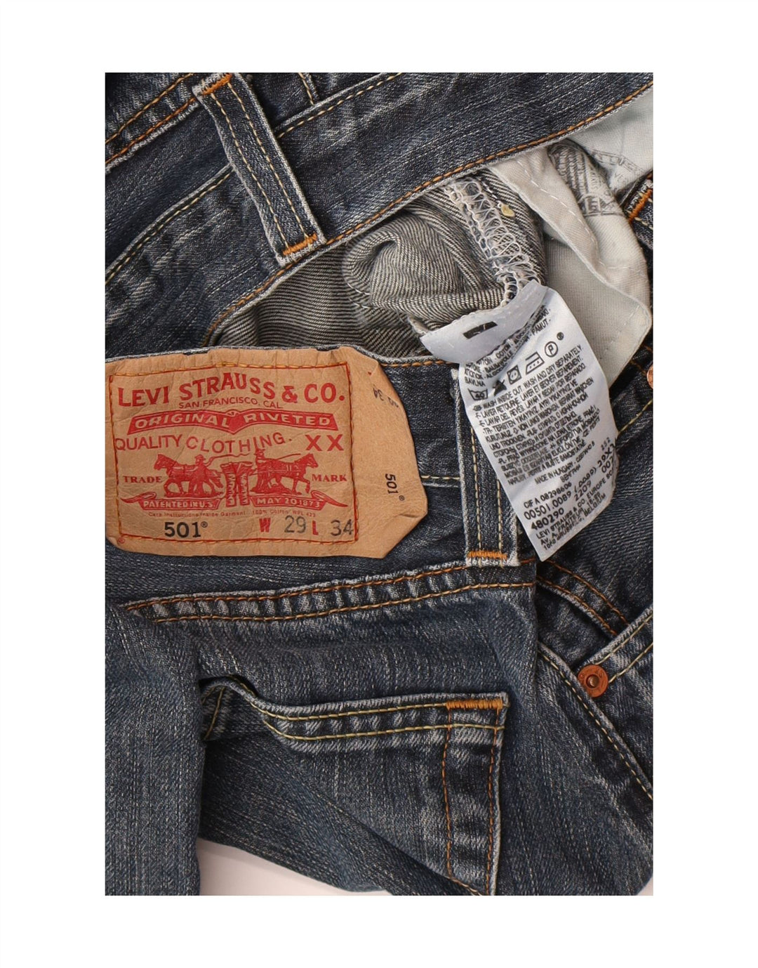 LEVI'S Mens 501 Straight Jeans W29 L34 Blue Cotton Vintage Levi's and Second-Hand Levi's from Messina Hembry 