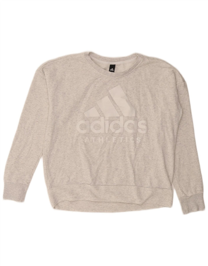 ADIDAS Graphic Sweatshirt Jumper UK 16 Large Grey
