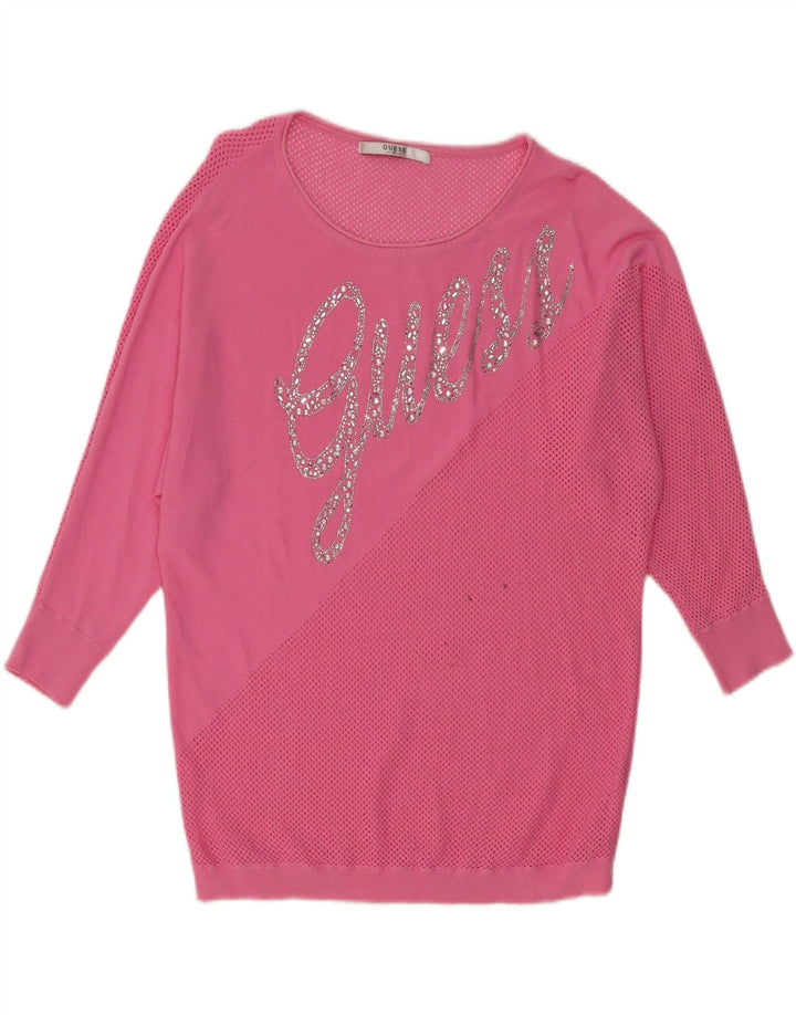 GUESS Kvinders grafisk sweatshirt Jumper Dress UK 18 XL Pink