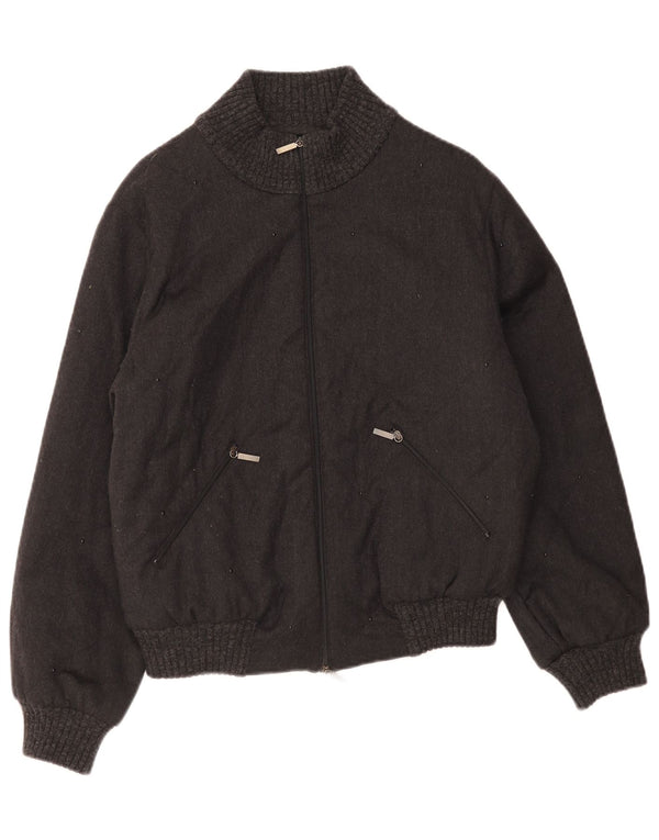 Giorgio Grati Oversized bomberjakke til kvinder IT 40 Lille sort uld