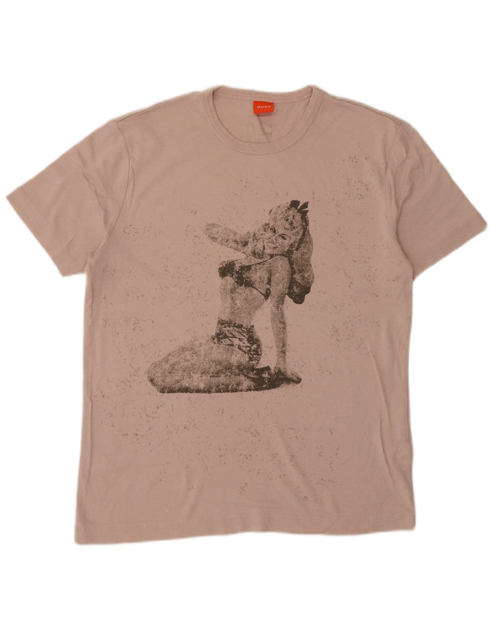 Hugo Boss Dame Grafisk T-Shirt Top UK 16 Large Pink