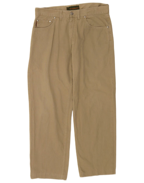 Timberland Mens Straight Casual Trousers W35 L27 Beige Cotton