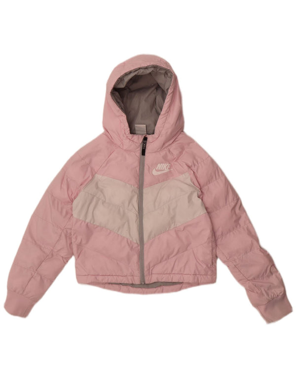 Nike Polstret hættejakke til piger 10-11 år Medium Pink Colourblock