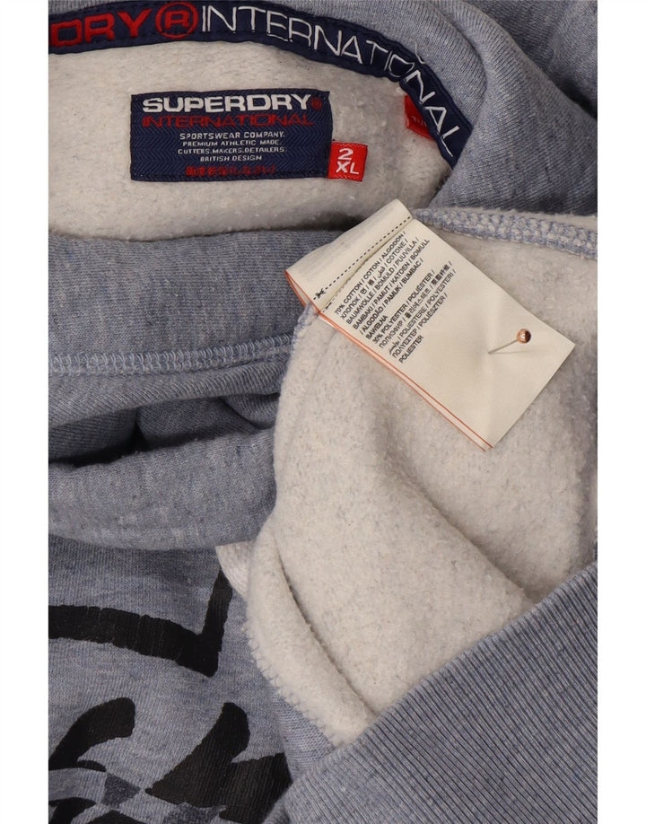 SUPERDRY Grafisk hættetrøje til mænd 2XL Blå Bomuld