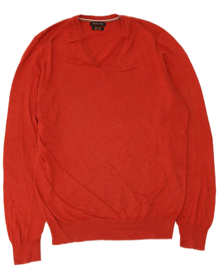 Massimo Dutti Herre V-hals sweater Medium Rød Bomuld