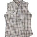 BAILO Womens Sleeveless Shirt UK 14 Medium Blue Check Polyester Vintage Bailo and Second-Hand Bailo from Messina Hembry 