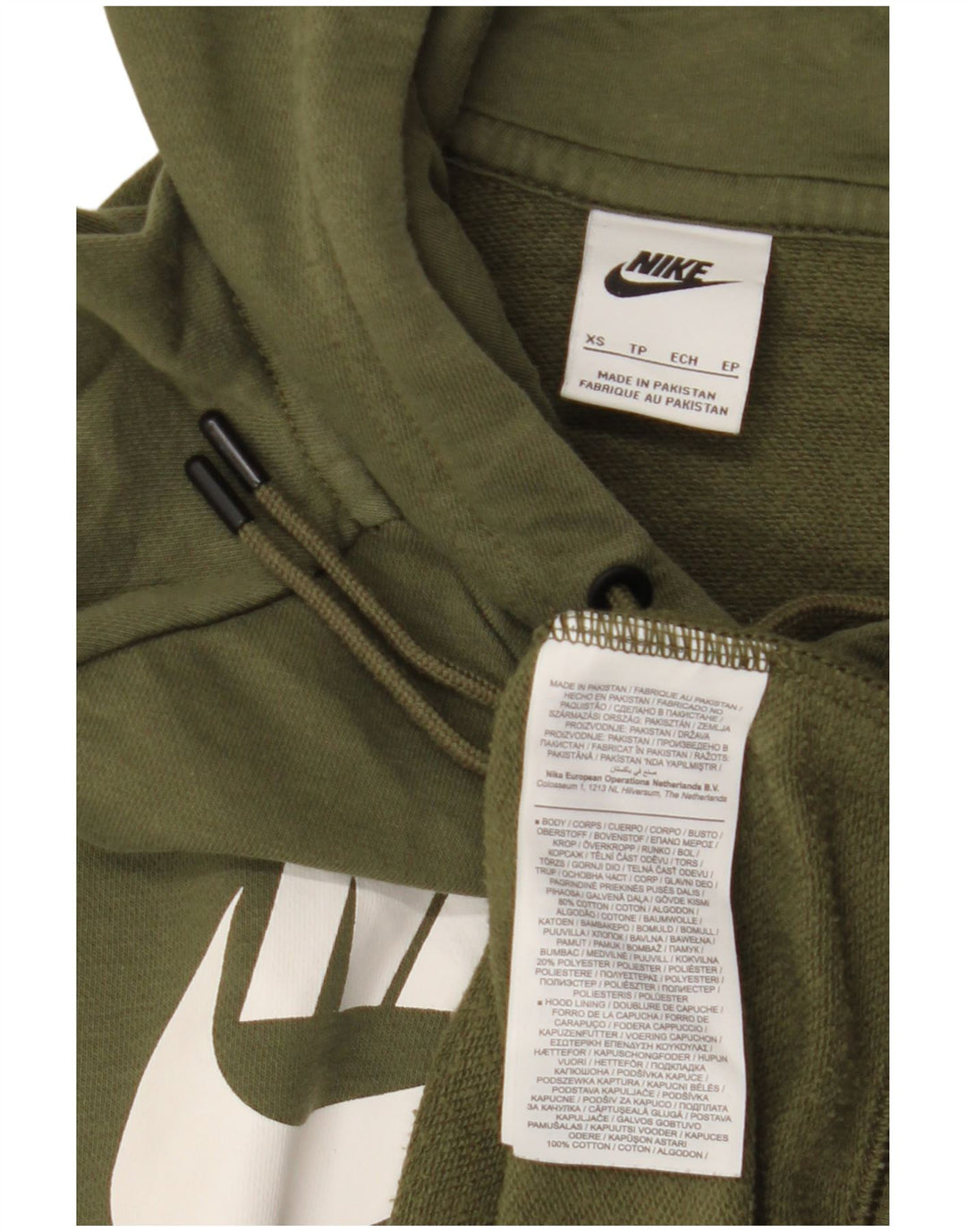 NIKE grafisk hættetrøje til kvinder UK 6 XS Khaki Bomuld