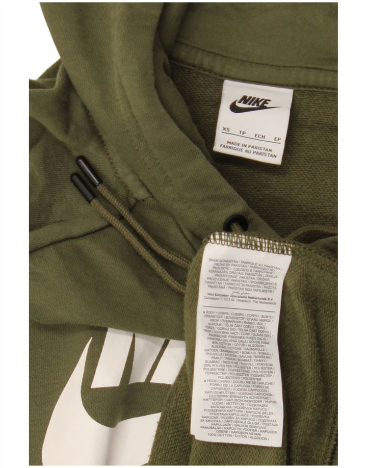 NIKE grafisk hættetrøje til kvinder UK 6 XS Khaki Bomuld