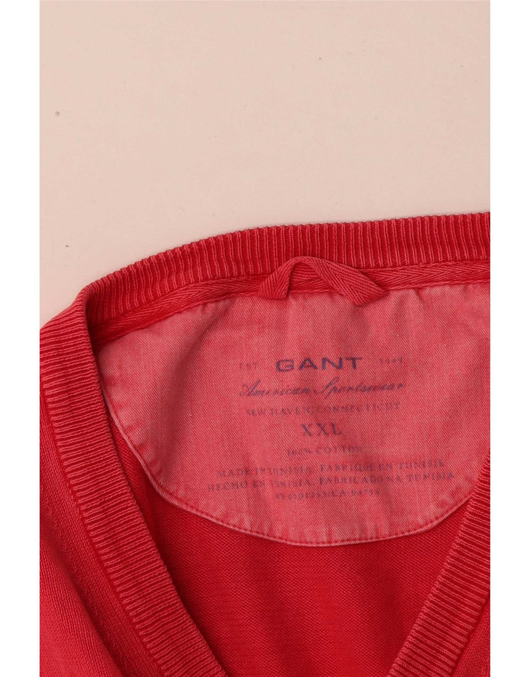 Gant Herre V-hals sweater 2XL rød bomuld