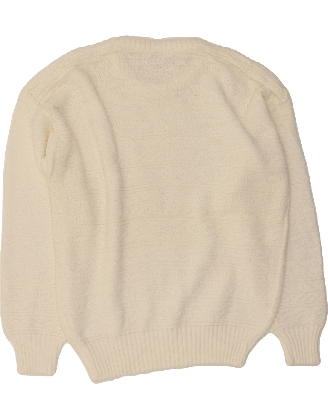 BAYER Womens Oversized Crew Neck Jumper Sweater UK 10 Small White Vintage Bayer and Second-Hand Bayer from Messina Hembry 
