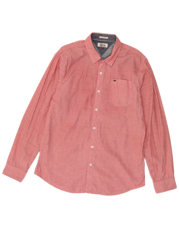 Tommy Hilfiger Herre Regular Fit Skjorte Large Pink Bomuld
