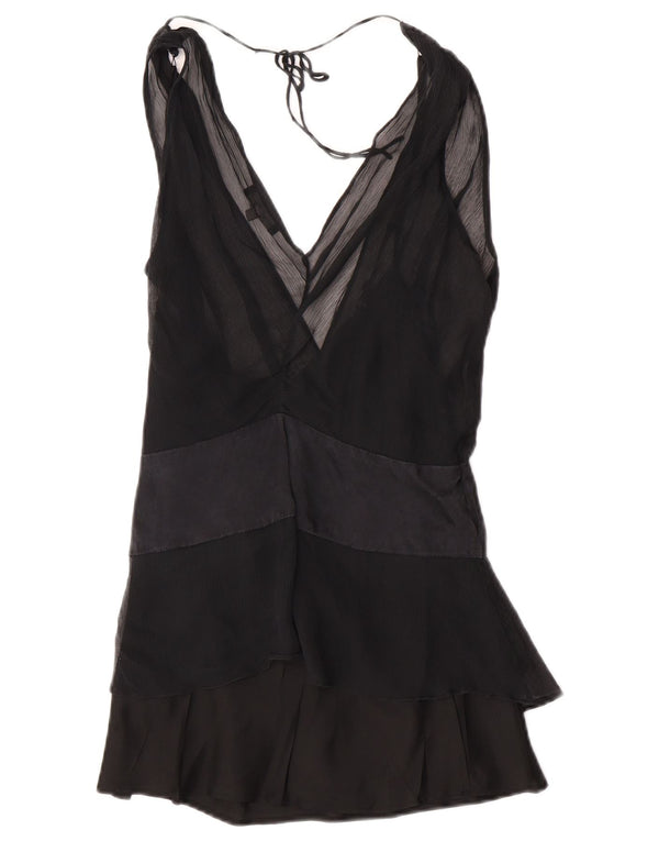 Coast Womens Sleeveless Wrap Blouse Top UK 16 Large Black Silk