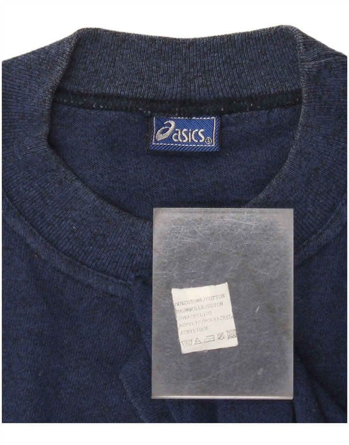 ASICS Herre grafisk T-shirt Top Medium Marineblå Colourblock Bomuld