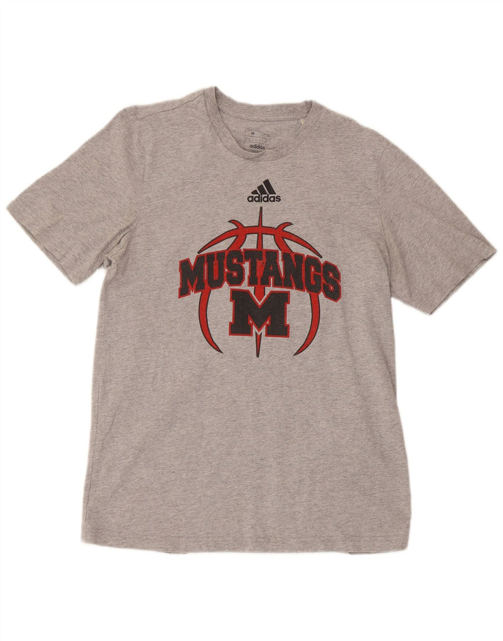 Adidas Herre Mustangs Kortærmet Regular Graphic T-Shirt Top Medium Grey